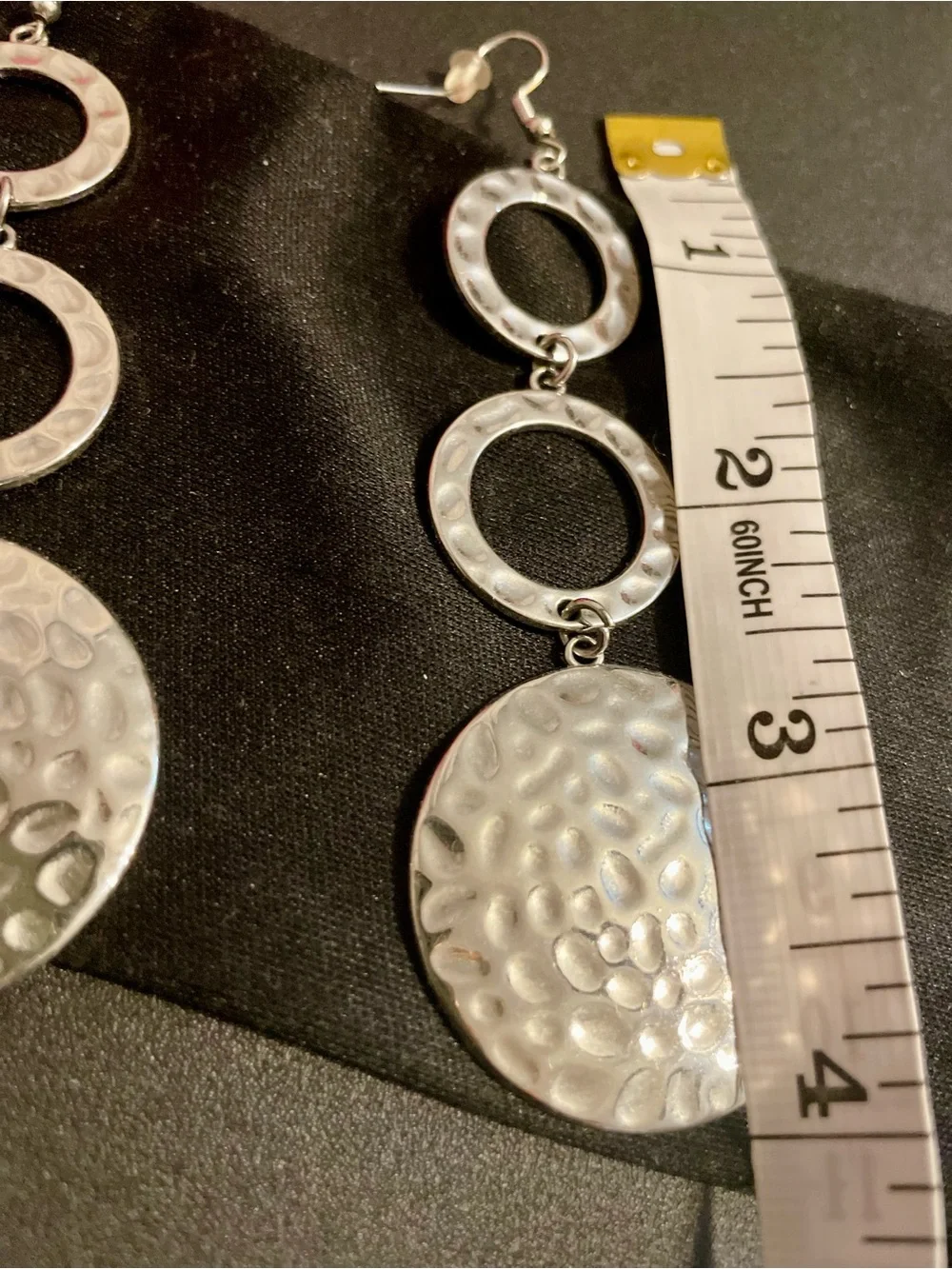 Hammered METAL Silver-rTone Drop Earrings - Women Jewelry